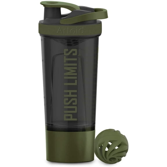 Sm:)e 24 oz Green Protein Shaker Bottle with Shaker Balls & Mixing Grids