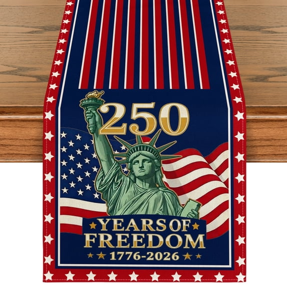 Sm:)e 250 Years Anniversary Table Runner Kitchen Dining Table Decor, Seasonal Home Decoration Indoor Outdoor Party Item 13 x 72 Inches