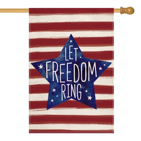 Sm:)e 28" x 40" Polyester Let Freedom Ring Outdoor Flag, Fade-Resistant