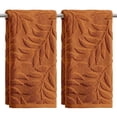 thumbnail image 1 of Sm:)e 2PC Leaves Jacquard Towel 13x30 Inches, 100% Cotton Quick-Dry High Absorbency Luxury Bath Towel, Camel, 1 of 8