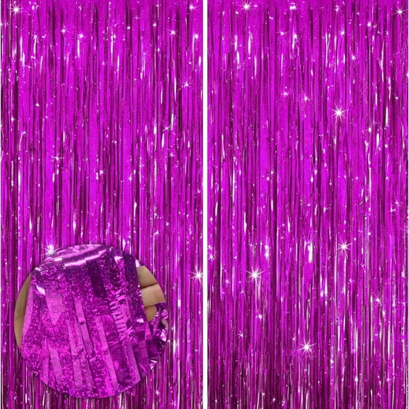 Sm:)e 3-Pack Light Blinking Pink Foil Fringe Curtains for Events - Birthday, Wedding, Graduation, Christmas, Baby Shower, various festivals Decor Photo Booth Fun!