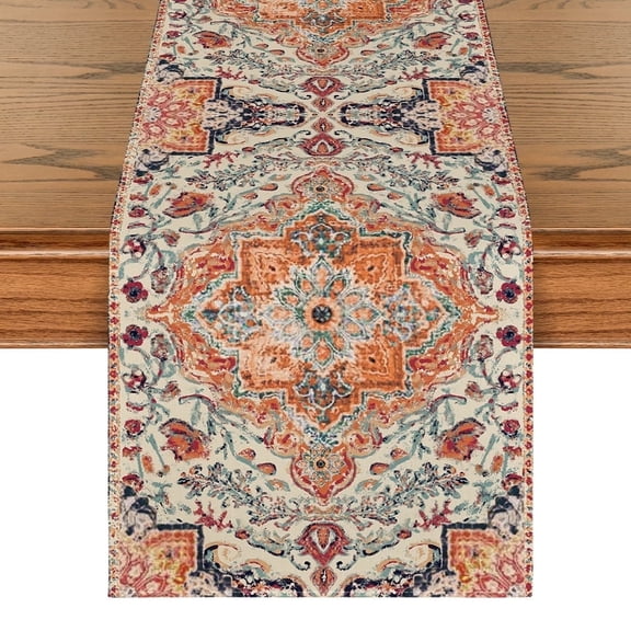 Sm:)e 36" x 13" Boho Farmhouse Table Runner for Rustic Kitchen and Dining Home Decor