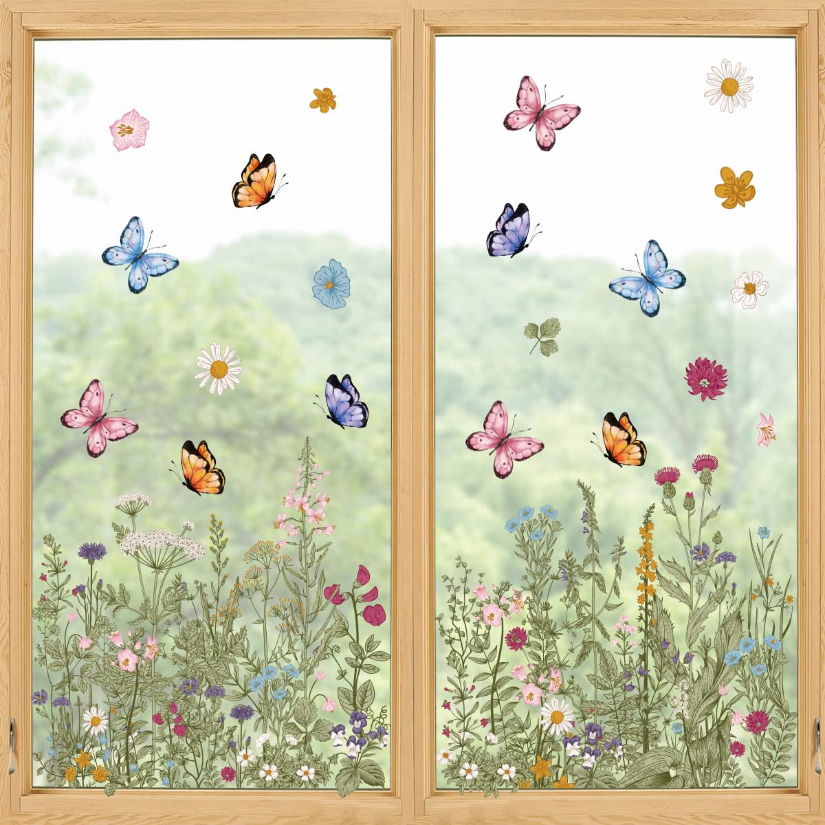 Sm:)e 60PCS Spring Summer Window Cling Sticker, Wild Flower Window ...