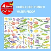 Sm:)e 67 PCS Spring Summer Window Cling Sticker, Tulip Butterfly Flower Window Decal for Home Party Supplies Shop Window Glass Display Decoration