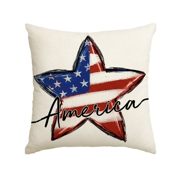 Sm:)e America Flag Star 4th of July Throw Pillow Covers 18x18 Inch Patriotic Independence Day Outdoor Cushion Case