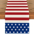 thumbnail image 1 of Sm:)e American Flag Stars Stripes Table Runner for Home Party Decorations Seasonal Summer Washable Kitchen Dining 4th of July Memorial Day Veterans Day Patriotic Table Decor 13x72 Inch, 1 of 7