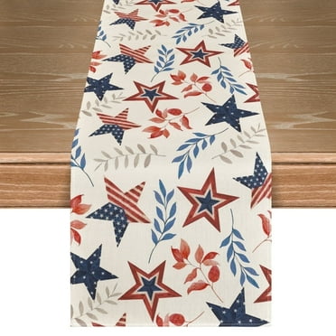 Sm:)e American Stars 4th of July Table Runner 13x72 Inch, Patriotic Decor Durable and Stylish Independence Day Party and Family Gathering Supply