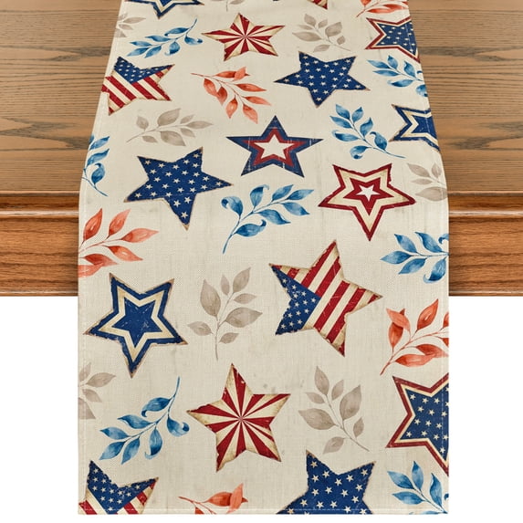Sm:)e American Stars 4th of July Table Runner 13x72 Inch, Patriotic Decor Durable and Stylish Independence Day Party and Family Gathering Supply