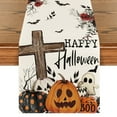 thumbnail image 1 of Sm:)e Bat Cross Pumpkin Ghost Halloween Table Runner 13 x 60 Inch, Sensonal Kitchen Dining Table Decor for Home Party, 1 of 7