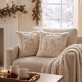 thumbnail image 1 of Sm:)e Beige Christmas Tree Star Faux Fur Embroidered Plush Pillow Covers 18x18 Inch Set of 2, Cushion Covers for Sofa Home Decor, 1 of 8