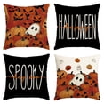 thumbnail image 1 of Sm:)e Black Boo Spooky Ghost Pumpkin Halloween Pillow Covers 18x18 Inch Set of 2, Cushion Covers for Sofa Home Decor, 1 of 8