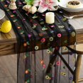 thumbnail image 1 of Sm:)e Black Embroidered Daisy Gauze Table Runner 120 Inches (10 Feet), Seasonal Sheer Decor for Kitchen & Dining Spaces, Ideal for Holidays, Weddings, Birthdays & Home Parties, 1 of 6