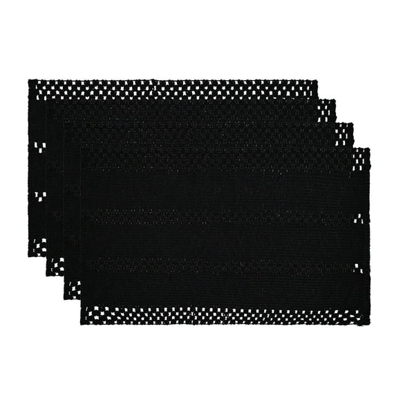 Sm:)e Black Farmhouse Woven Hollow Placemats, Boho Placemats 12x18 Inch, Dining Kitchen Home Decor