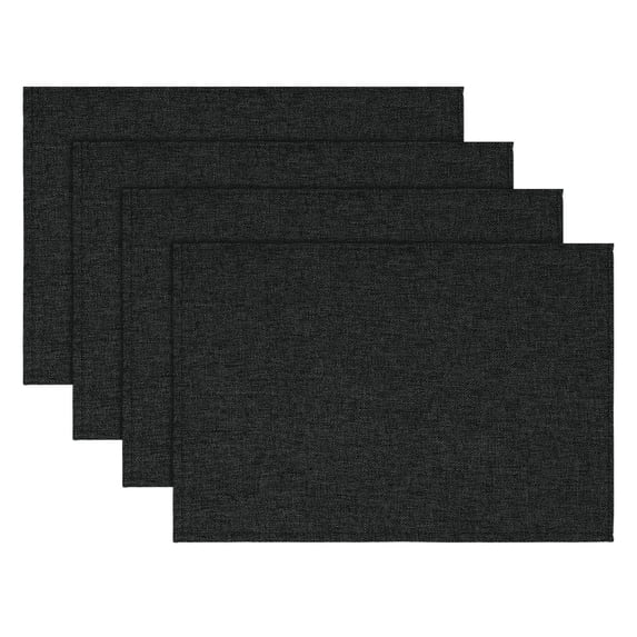 Sm:)e Black Placemats 12 x 18 Inch Set of 4, Seasonal Washable Kitchen Dining Table Decoration for Home Party,240g(0.53lb)