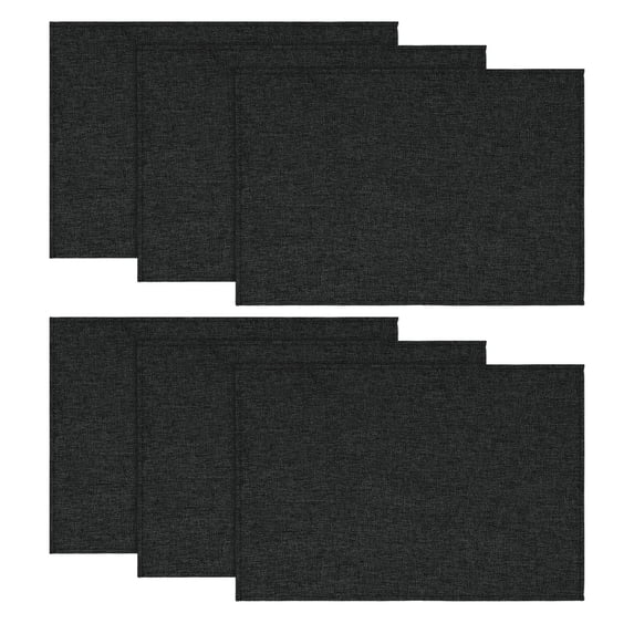 Sm:)e Black Placemats 12 x 18 Inch Set of 6, Seasonal Washable Kitchen Dining Table Decoration for Home Party,240g(0.53lb)