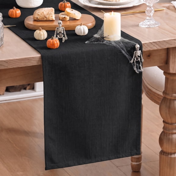 Sm:)e Black HalloweenTable Runner 13x72 Inch, Seasonal Washable Kitchen Dining Table Decoration for Home Party