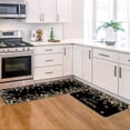 thumbnail image 1 of Sm:)e Black and White Holly Leaf Snowflake Christmas Kitchen Rugs and Mats, 17x29Inch and 17x47 Inch, Non Slip Linen Mat Inside Washable for Porch Patio Hallway, 1 of 7