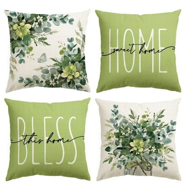 Sm:)e Bless Home Eucalyptus Pillow Covers Set of 4 18x18 Inch Outdoor Sofa Cushion Case