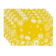 Sme Bloom Flowers Floral Yellow Spring Placemats for Summer 12x18 Inch Set of 4