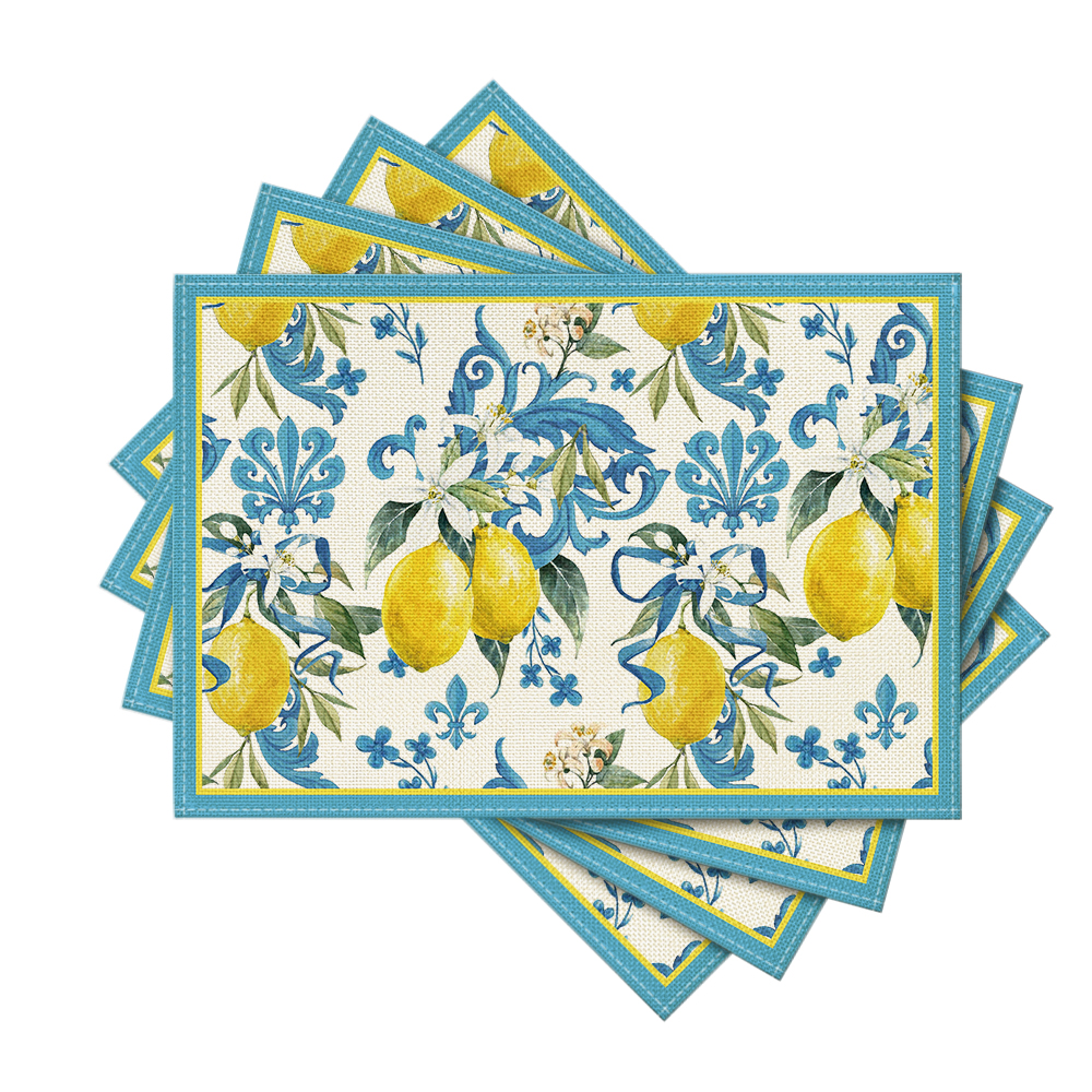 Provence Blue Lemon Mediterranean Garden Country French Fabric