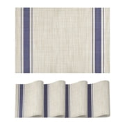 Sme Blue Placemats Set of 4 - Heat Resistant Non-Slip Place mats for Dining Table, Washable Durable PVC Table Mats