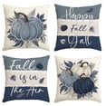 thumbnail image 1 of Sm:)e Blue Pumpkins Fall Throw Pillow Cover 18x18 Inch Set of 4, Autumn Decorative Outdoor Cushion Cover for Sofa Couch, 1 of 8