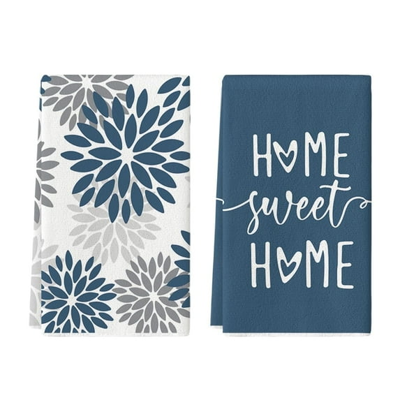 Sm:)e Blue Boho Winter Kitchen Dish Cloths, 2 Count