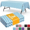 thumbnail image 1 of Sm:)e 3 Pack Blue and White Farmhouse Style Disposable Checkered Tablecloth 54x108 Inch, Yarn-Dyed Woven Table Cover for Dining Decor, Rectangle, 1 of 6