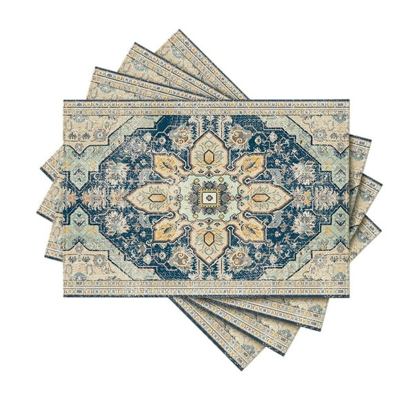 Sm:)e Boho Bohemia Style Sliver Placemats Set of 4, 12x18 Inch Country Rustic Farmhouse Magical Fall Table Mats for Party Kitchen Dining Decoration