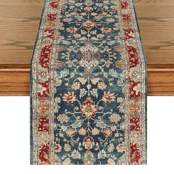 Sm:)e Boho Bohemian Table Runner, Rustic Farmhouse Kitchen Dining Table Decoration 13x108 Inch