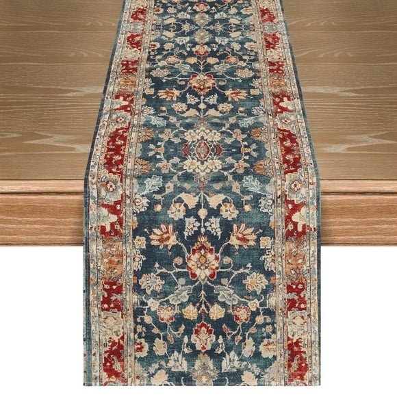 Sm:)e Boho Bohemian Table Runner, Rustic Farmhouse Kitchen Dining Table Decoration 13x72 Inch