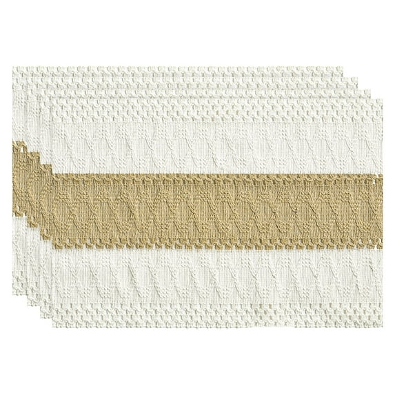 Sm:)e Boho Macrame Placemats 12 x 18 Inch, Cream & Brown Farmhouse Placemats for Rustic Wedding Party Dining Decor