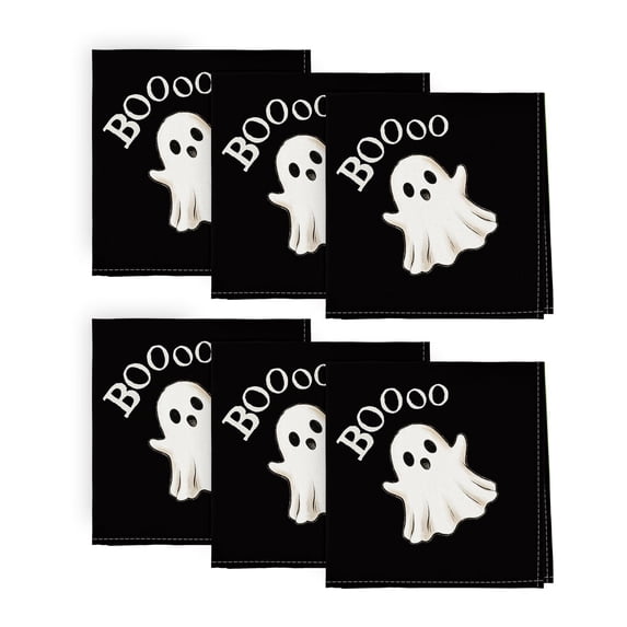 Sm:)e Boo Ghost Halloween Cloth Napkins Set of 6 Reusable Napkins, Washable Table Napkin for Holiday Party 18"x18"