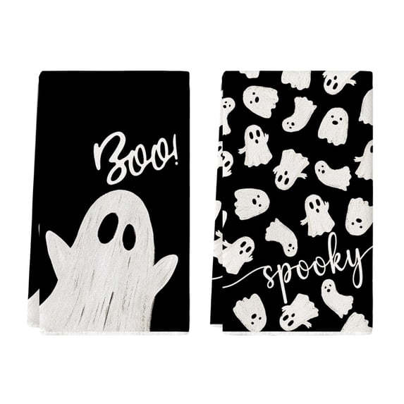 Sm:)e Boo Ghost Halloween Kitchen Dish Towels Set of 2, 18x26 Inch
