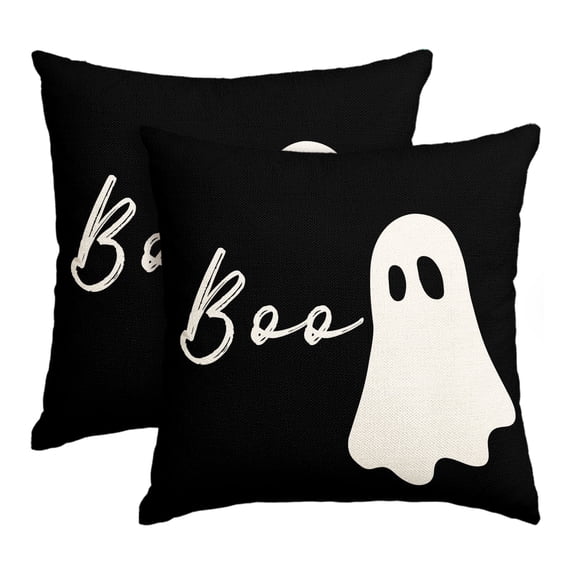 Sm:)e Boo Ghost Halloween Pillow Covers 18x18 Inch Set of 2, Cushion Covers for Sofa Home Decor