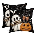 thumbnail image 1 of Sm:)e Boo Ghost Pumpkin Lantern Bat Cat Halloween Pillow Covers 18x18 Inch Set of 2, Cushion Covers for Sofa Home Decor, 1 of 6