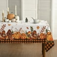 thumbnail image 1 of Sm:)e Buffalo Plaid Fall Thanksgiving Table Cloth 60 x 84 Inch Rectangle, Pumpkin Birdhouse Mushroom Orange, 1 of 6