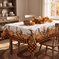 thumbnail image 1 of Sm:)e Buffalo Plaid Fall Thanksgiving Table Cloth 60x60 Inch Square, Pumpkin Birdhouse Mushroom Orange, 1 of 7
