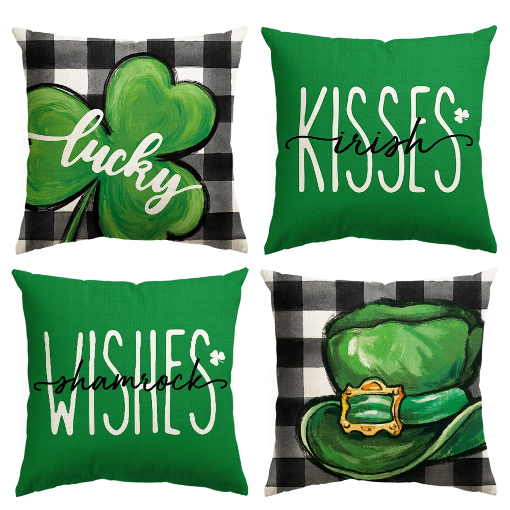 Sm)e Buffalo Plaid Lucky Clover Irish Kisses Shamrocks Wishes ST