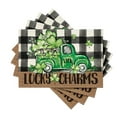 Sm)e Bufflao Plaid Truck Shamrock St. Patrick's Day Placemats for Dining Table 4Pack 12 x 18