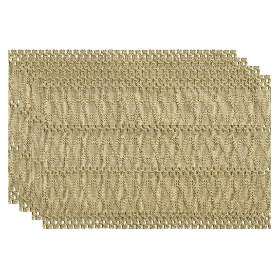 Sm:)e Burlap Brown Farmhouse Woven Hollow Placemats, Boho Placemats 12x18 Inch, Dining Kitchen Home Decor