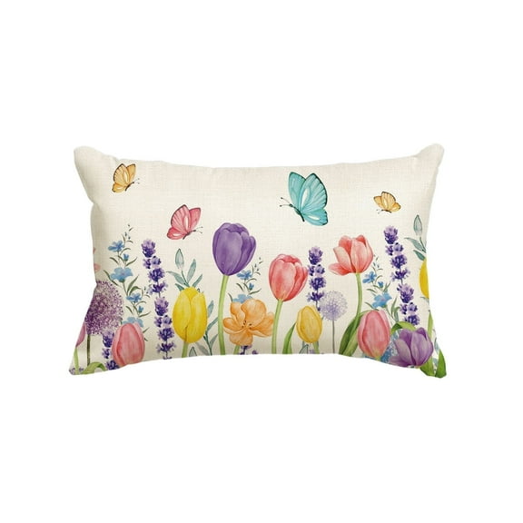 Sm:)e Butterfly Floral Spring Pillow Cover 12x20 Inch
