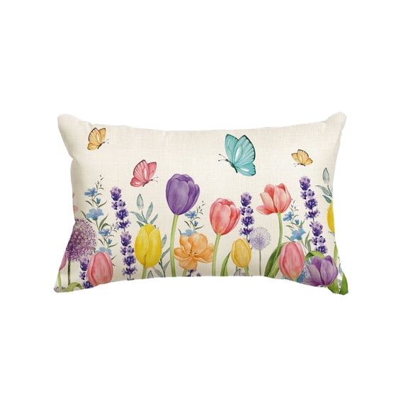 Sm:)e Butterfly Floral Spring Pillow Cover 12x20 Inch