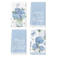 thumbnail image 1 of Sm:)e Butterfly Hydrangea Bloom Sping Flowers Kitchen Towels Set of 4, 18x26 Inch, Light Blue, 1 of 6