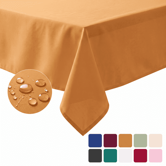 Sm:)e Caramel Farmhouse Style Waterproof Tablecloth 60x60 Inch, Yarn-Dyed Woven Table Cover for Dining Decor, Rectangle