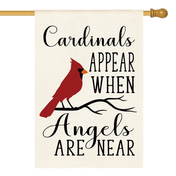 Sm:)e 28" x 40" Polyester Memorial House Flag, Double-Sided Cardinal Appear When Angels Are Here Outdoor Decoration