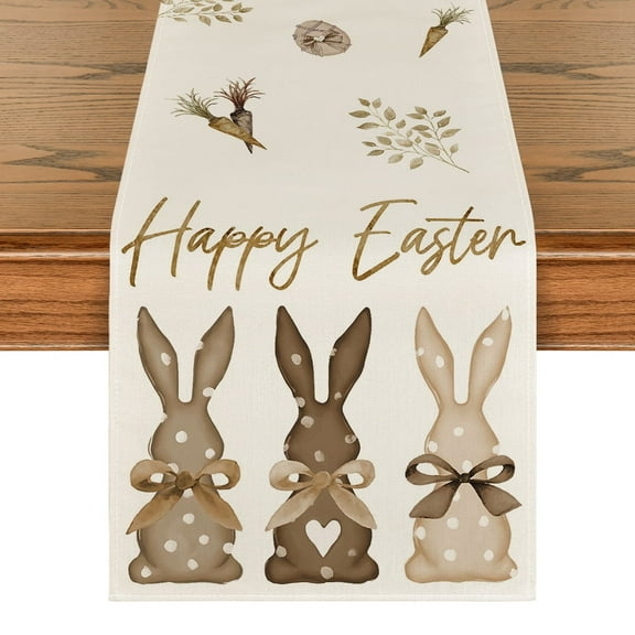 Sm:)e Carrot Bunny Happy Easter Table Runner for Dining Table 13 x 72 Inch, Seasonal Holiday Table Decoration