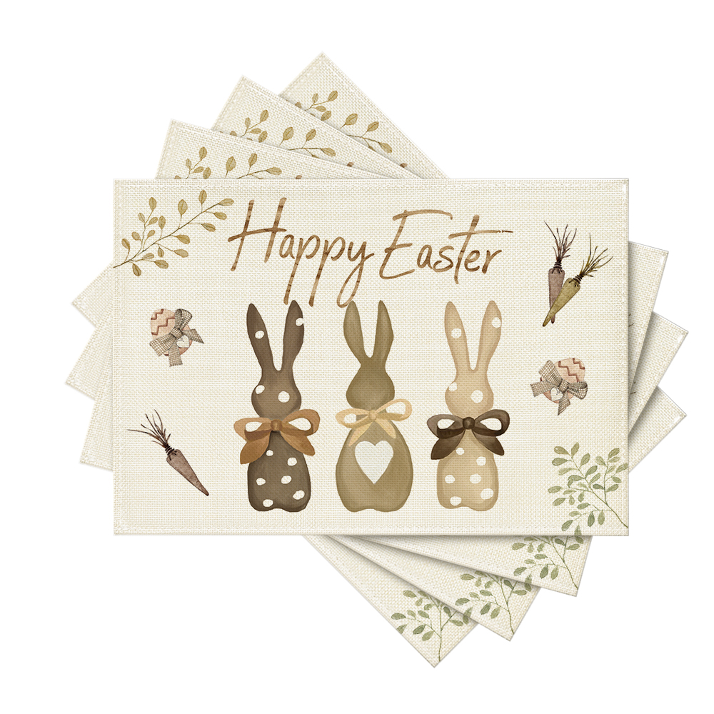 JOOCAR Christmas Placemats, 18x12 Inch Christmas Decor, Red Green Santa