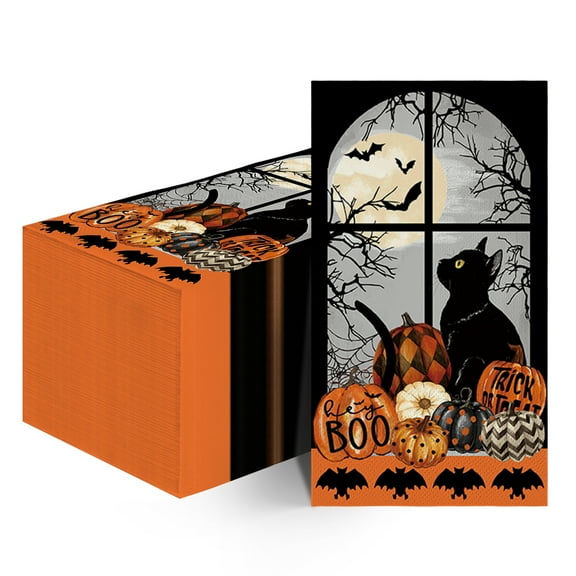 Sm:)e Cat Pumpkins Halloween Paper Napkins 100PCS