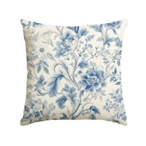 Sm:)e Chinoiserie Flowers Trees Blue Throw Pillow Cover, 18 x 18 Inch Floral Cushion Case Outdoor Decoration for Sofa Couch Farmhouse